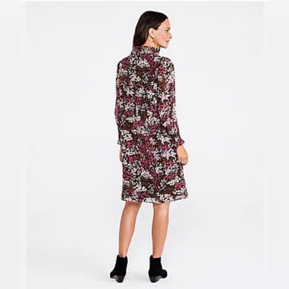 Ann Taylor Floral Smocked Neck Shift 8 Petite A-Line Prairie Dress - Picture 2 of 15
